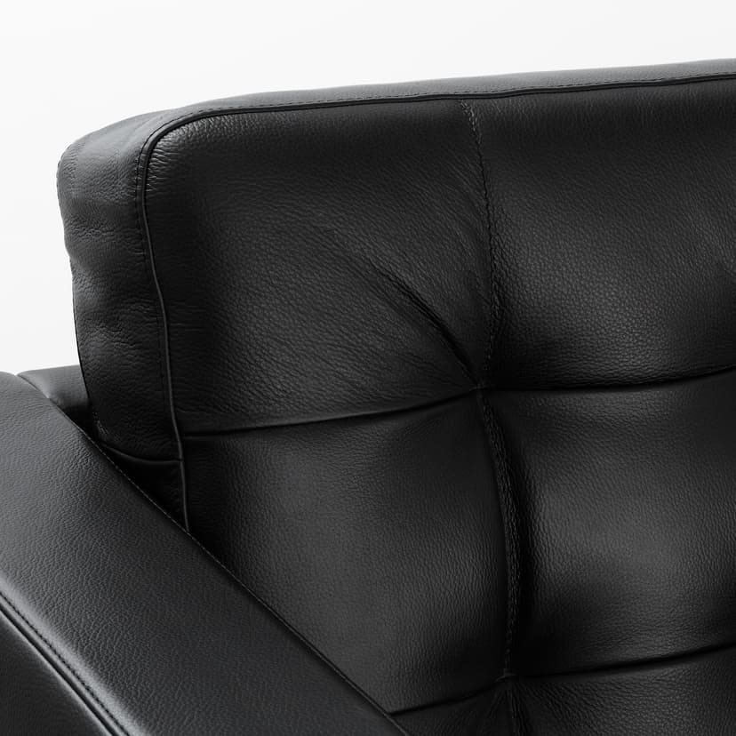 LANDSKRONA — Sofa 3-osobowa z szezlongiem, Grann/Bomstad czarny/drewno/czarny,