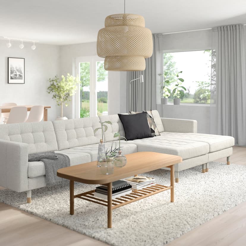 LANDSKRONA — Sofa 5-częściowa, z szezlongami Gunnared/beżowy drewno,