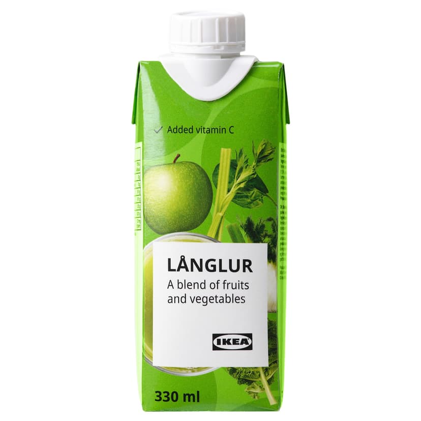 LÅNGLUR — фруктовый и овощной смузи, зеленый/добавлен витамин С, 330 мл
