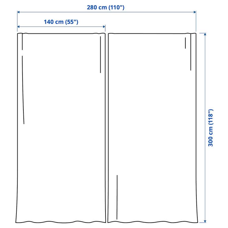 гардины с прихватом, 2 шт., белый с оттенком, 140x300 см dimensions