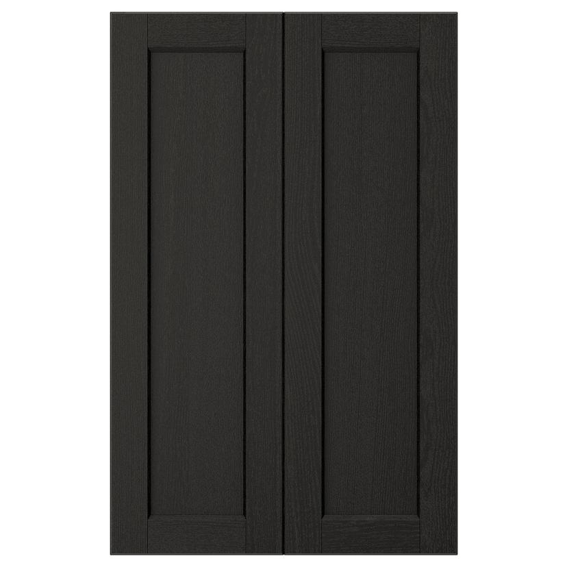 LERHYTTAN — дверца д/напольн углового шк, 2шт, черная морилка, 25x80 см