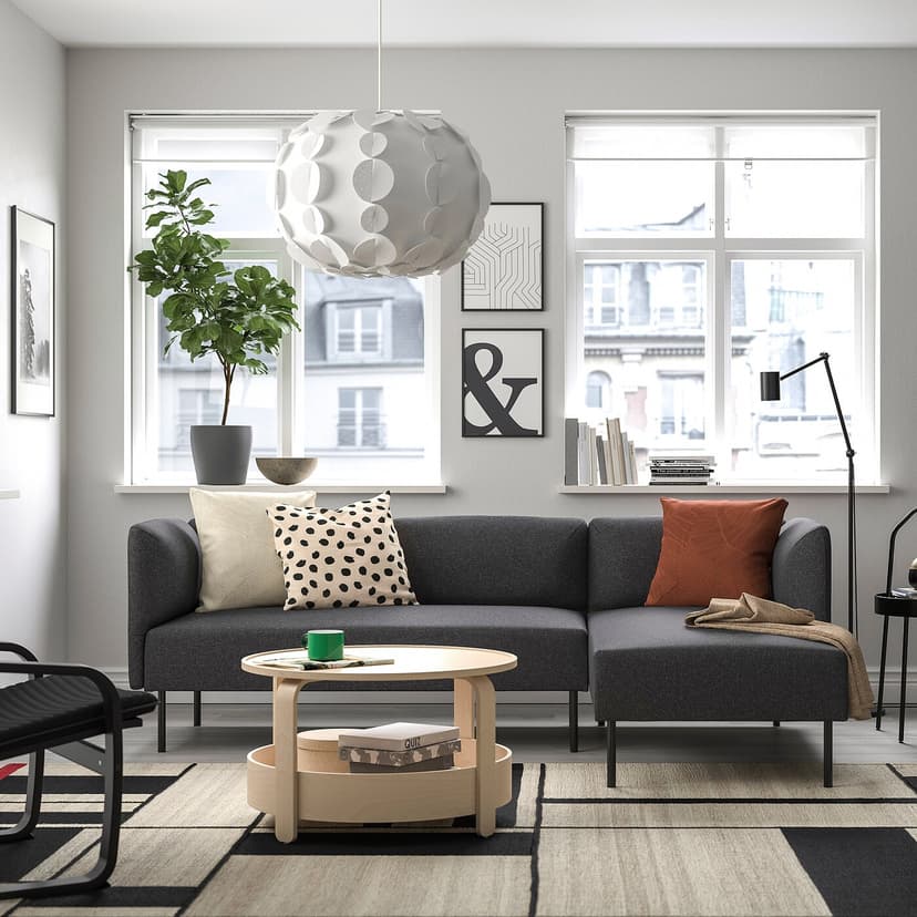 LILLEHEM — 3-местн модульный диван с козеткой, Gunnared/темно-серый металлический