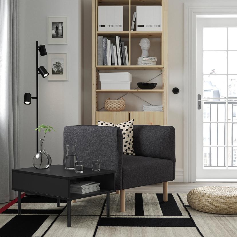 LILLEHEM — кресло с придиванным столиком, Gunnared темно-серый/дерево