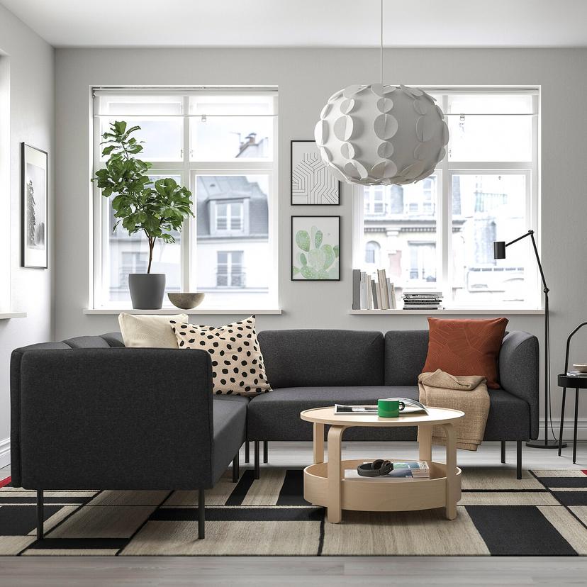 LILLEHEM — Модульный угловой диван, 4-местный, цвет Gunnared, темно-серый/металлический.