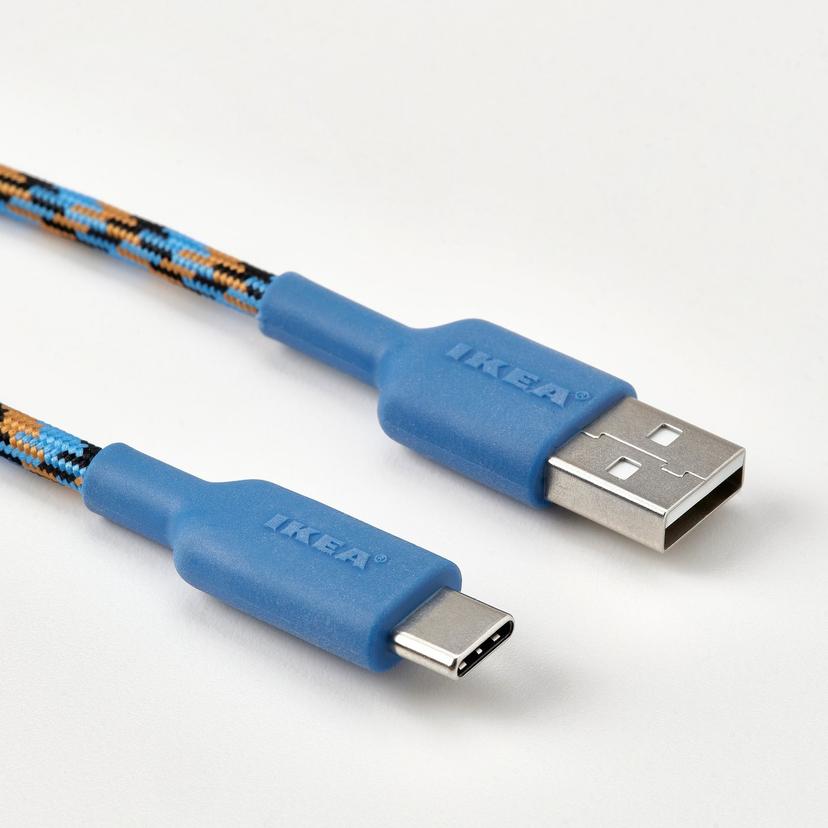 LILLHULT — USB-A — USB-C, синий/оранжевый