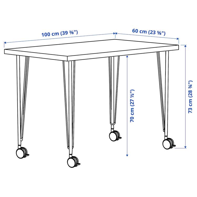 письменный стол, под беленый дуб/белый, 100x60 см dimensions