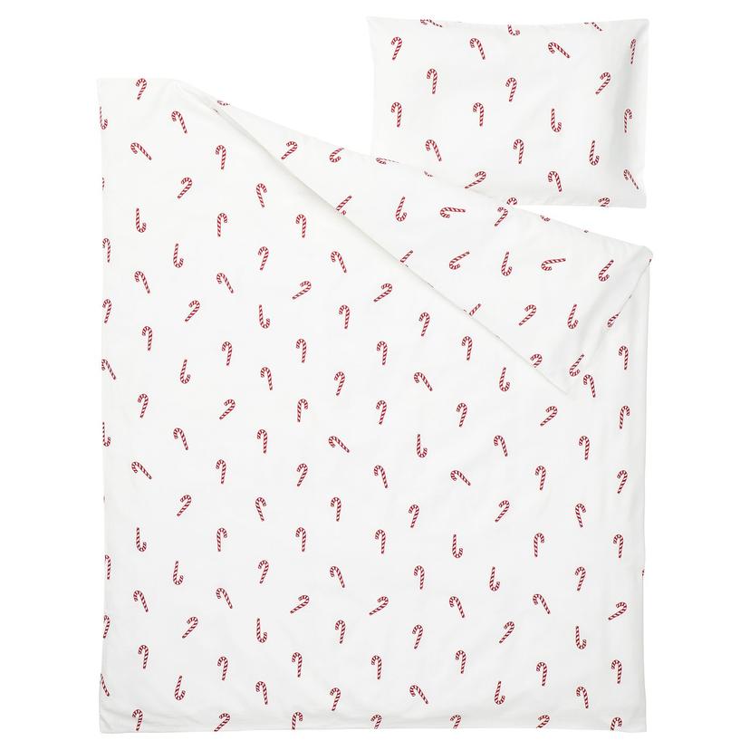 LÖVSÅNGARE — Пододеяльник и 1 наволочка для детской кроватки, узор леденец-трость.