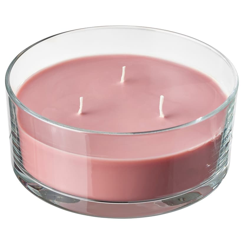 LOTSFÅGEL — Świeca zapachowa w szkle/3 knoty, czerwone owoce jagodowe jasnoróżowy,