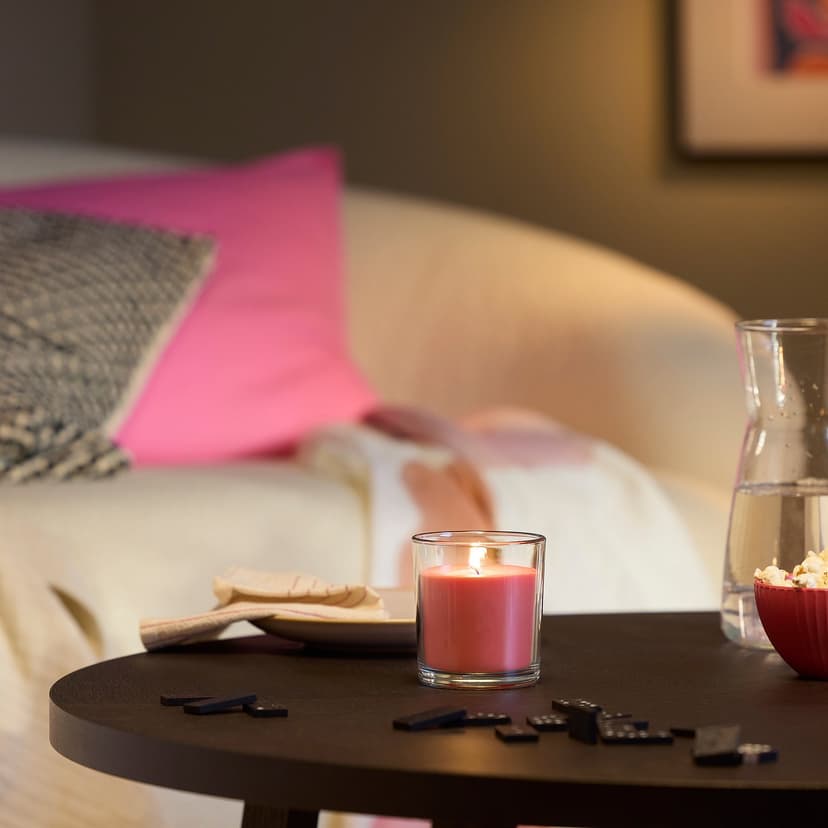 LOTSFÅGEL — Świeca zapachowa w szkle, Arbuz jaskraworóżowy,