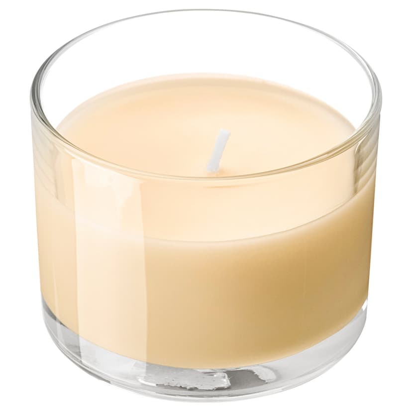 LOTSFÅGEL — Świeca zapachowa w szkle, Brzoskwinia jasnopomarańczowy,