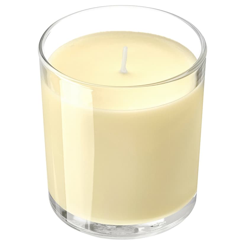 LOTSFÅGEL — Świeca zapachowa w szkle, kwiaty cytrusowe jasnożółty,