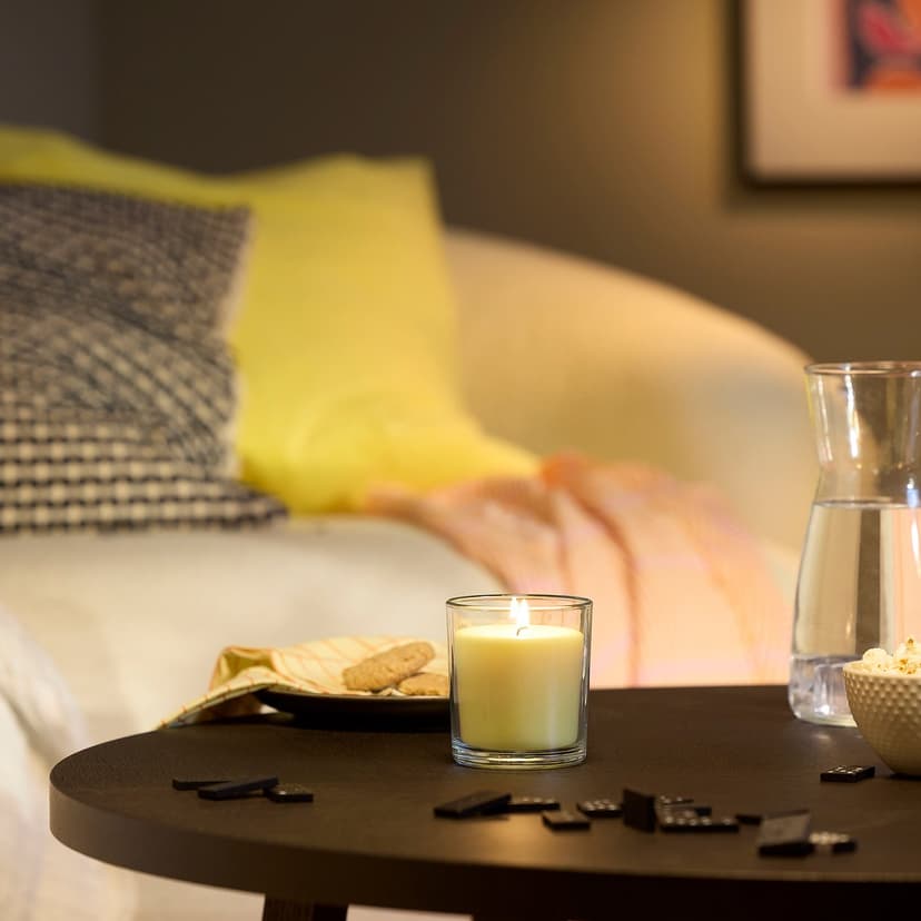 LOTSFÅGEL — Świeca zapachowa w szkle, kwiaty cytrusowe jasnożółty,