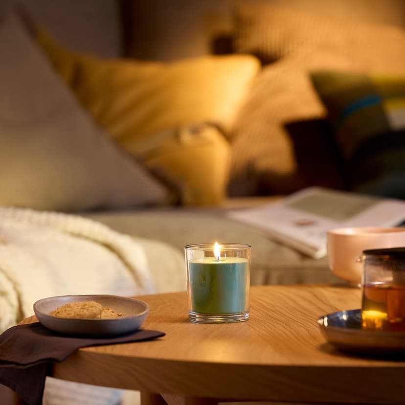 LOTSFÅGEL — Świeca zapachowa w szkle, Liść figowy zielony,