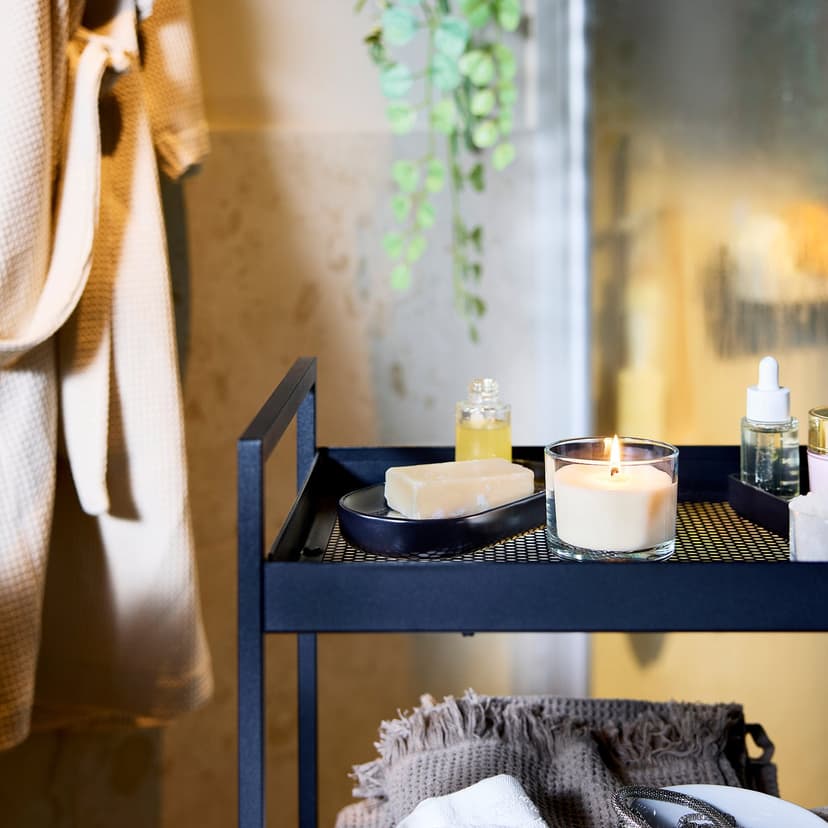 LOTSFÅGEL — Świeca zapachowa w szkle, zapach świeżego prania biały,