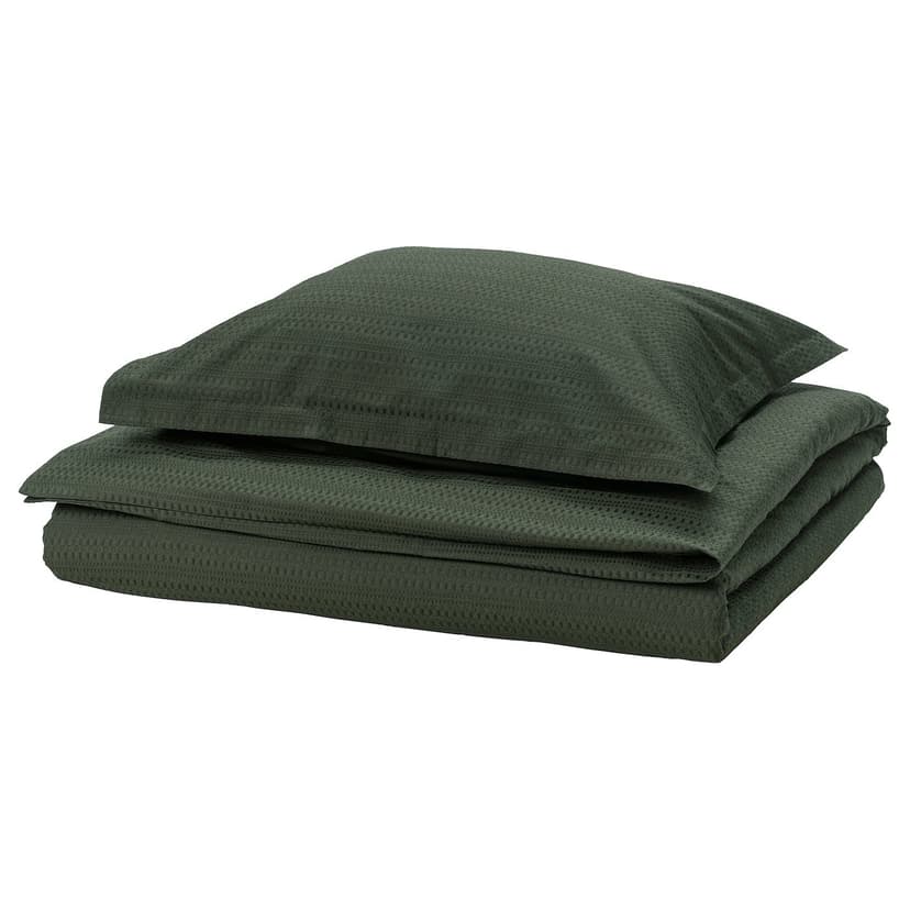 LUKTVICKER — Poszwa na kołdrę i poszewka, ciemnozielony,