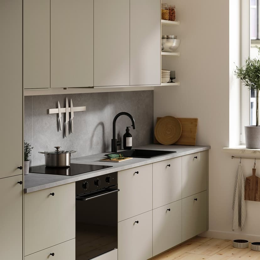 LYSEKIL — Panel ścienny, 2str jasnoszary/imitacja betonu matowy biały,