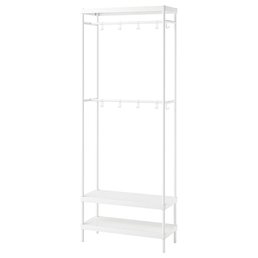 MACKAPÄR — вешалка с отделением д/хранения, белый, 78x32x200 см