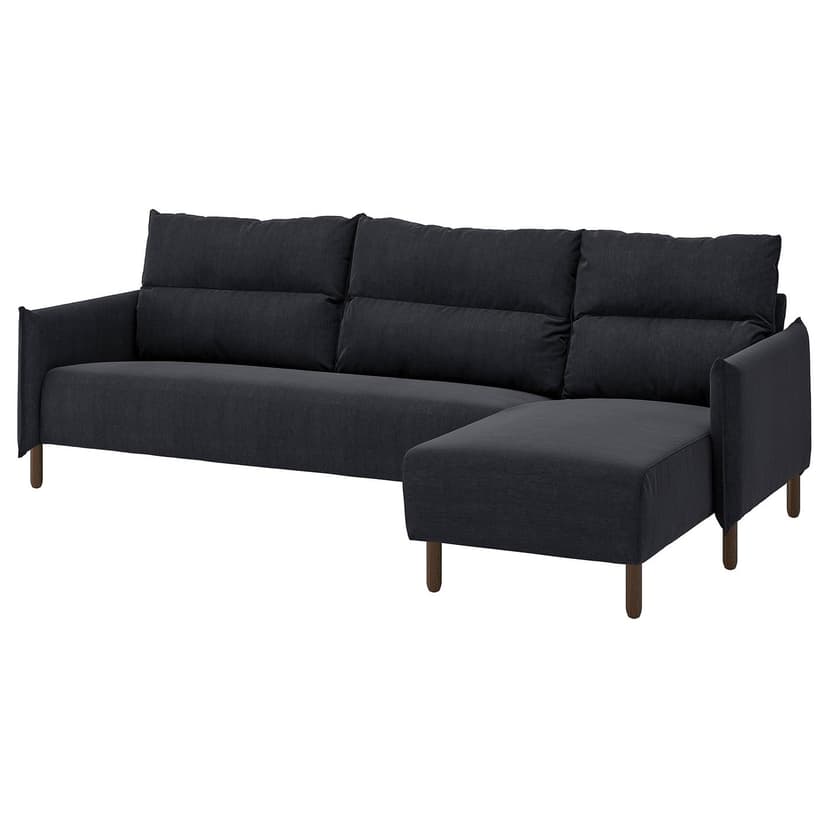MANNARP — Sofa 4-osobowa z szezlongiem, Saxemara czarnoniebieski,