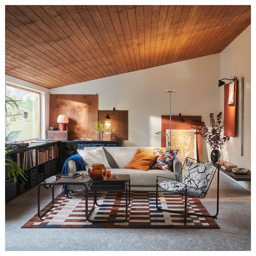 MARKBLÅMME — Dywan z krótkim włosiem, wielobarwny/kratka,