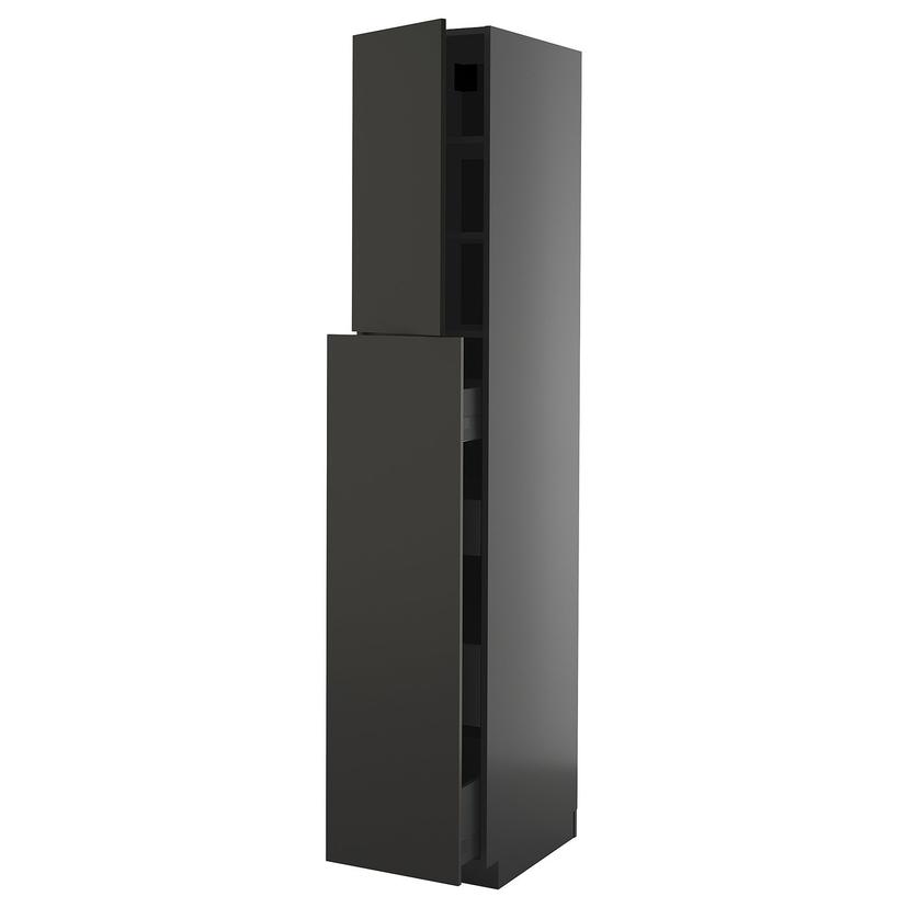 METOD / KNIVSHULT — Высокий шкаф с дверью, 4 ящиками, 2 полками, 40x60x220 см