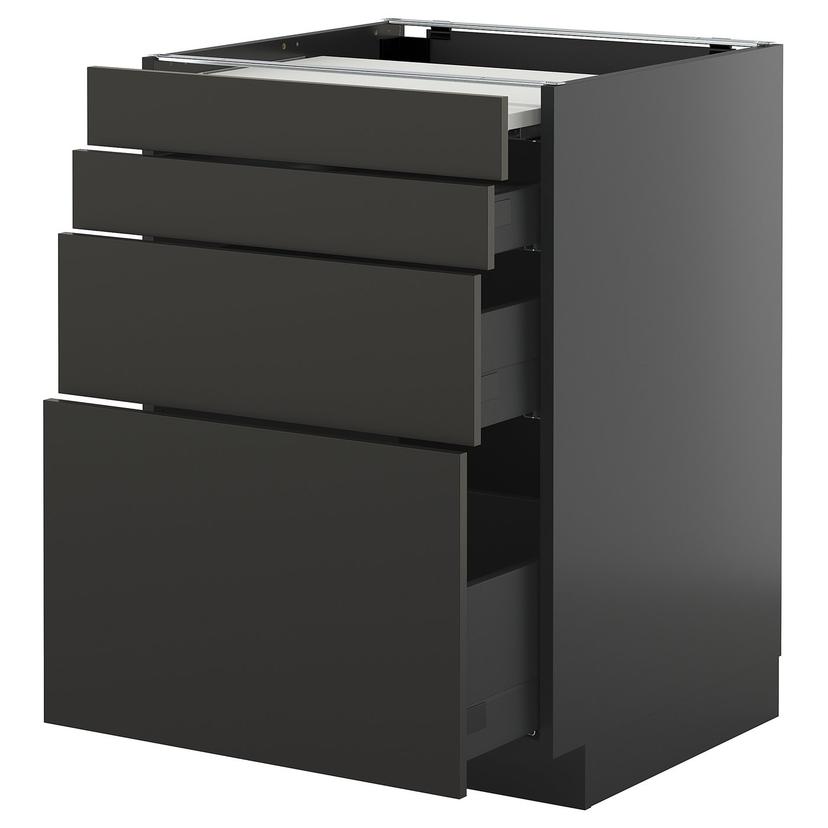 METOD / KNIVSHULT — Настольный шкаф с выдвижной столешницей и 3 выдвижными ящиками, черно-серый/матовый антрацитовый Nickebo.