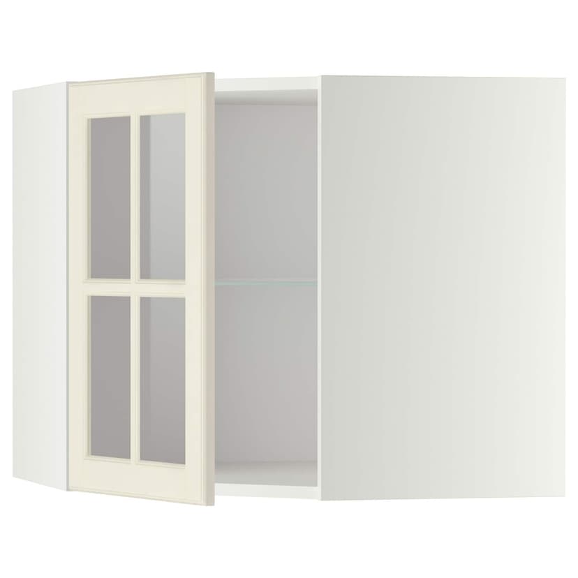 METOD — углов навесн шкаф с полками/сткл дв, 68x60 см