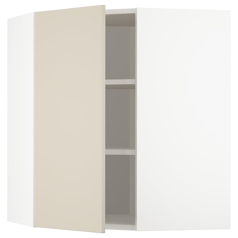 METOD — угловой навесной шкаф с полками, белый/Havstorp бежевый, 68x80 см