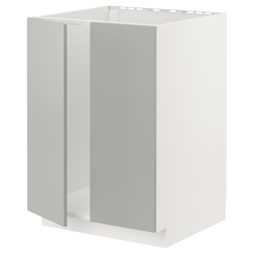 METOD — напольный шкаф для мойки+2 двери, белый/Havstorp светло-серый, 60x60 см