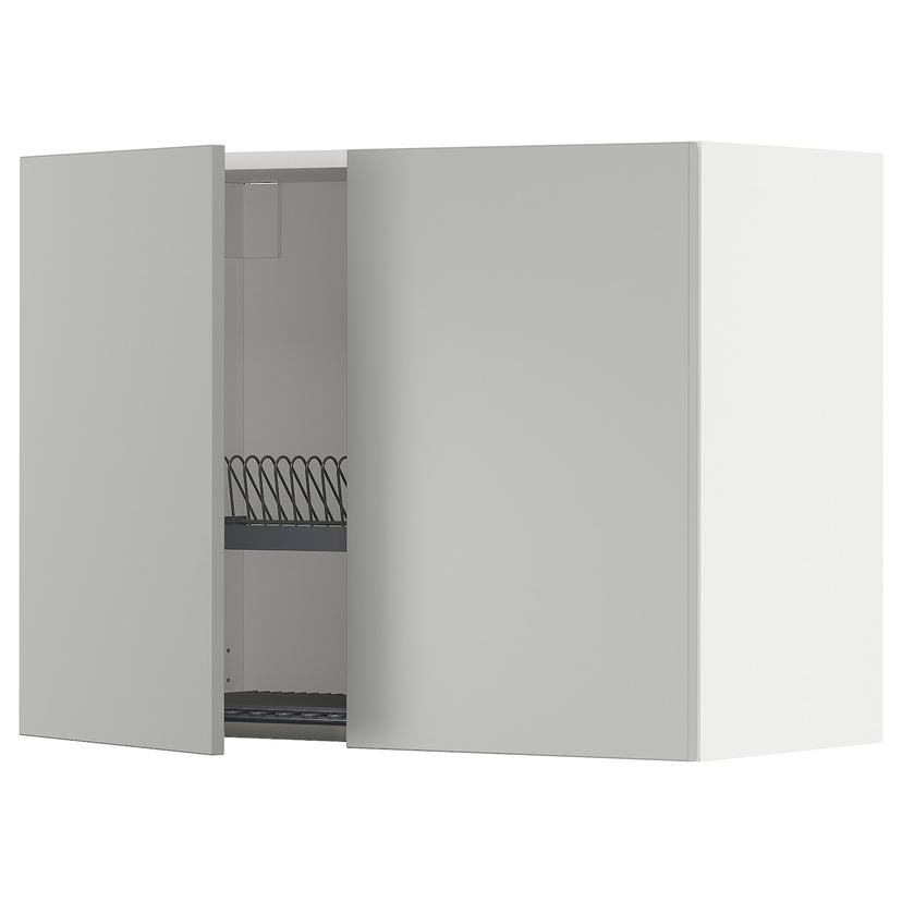 METOD — навесной шкаф с сушилкой/2дверцы, белый/Havstorp светло-серый, 80x60 см