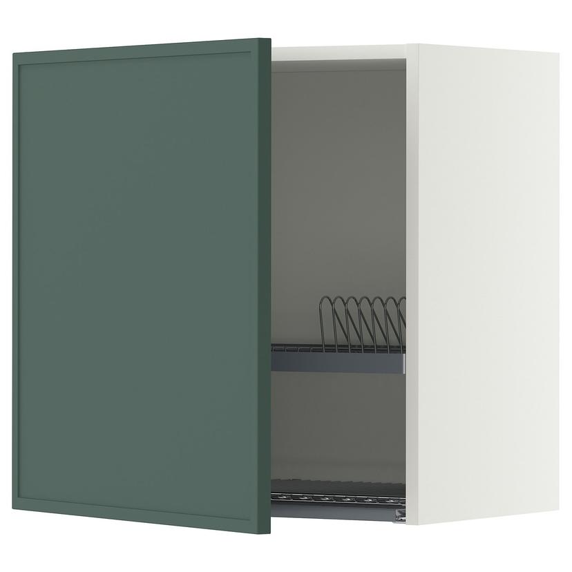 METOD — Настенный шкаф с сушилкой для посуды, белый/темно-серый с зеленым от Aspudden