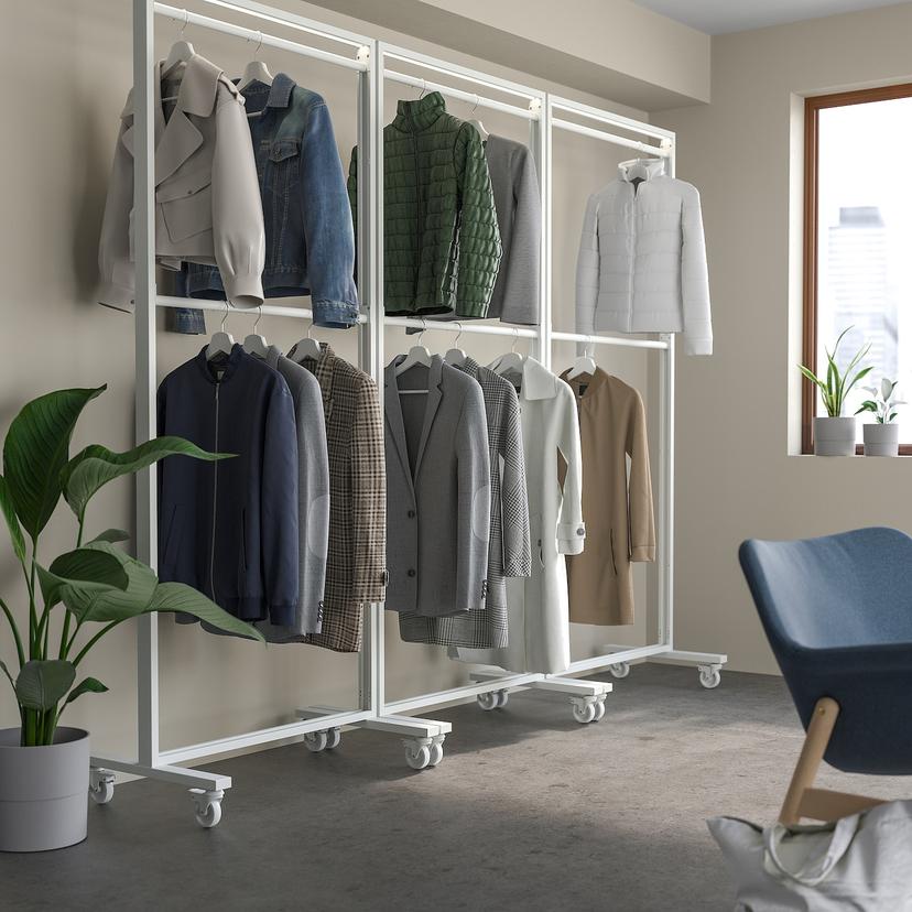 MITTZON — штанга для каркаса на колесиках, белый, 80 см