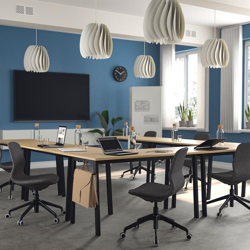 MITTZON — конференц-стол, дубовый шпон/черный, 140x68x75 см