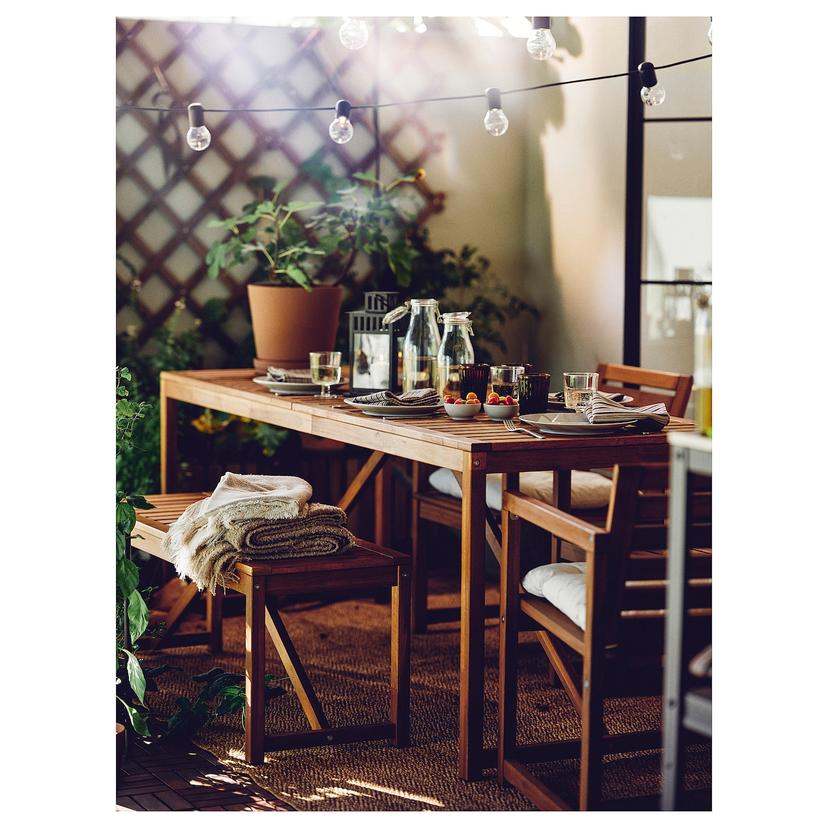 NÄMMARÖ — Стул с подлокотниками, садовый, светло-коричневая морилка.