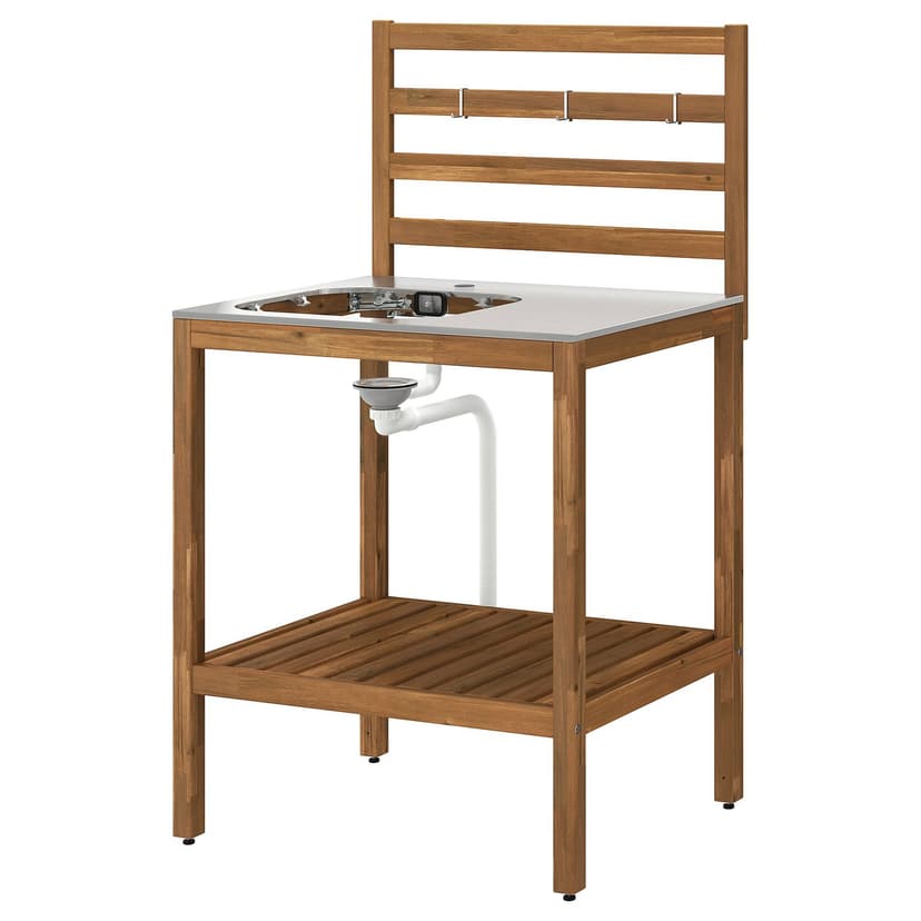 NÄMMARÖ — Moduł pod zlew, bejca jasnobrązowa/stal nierdz na zewnątrz,