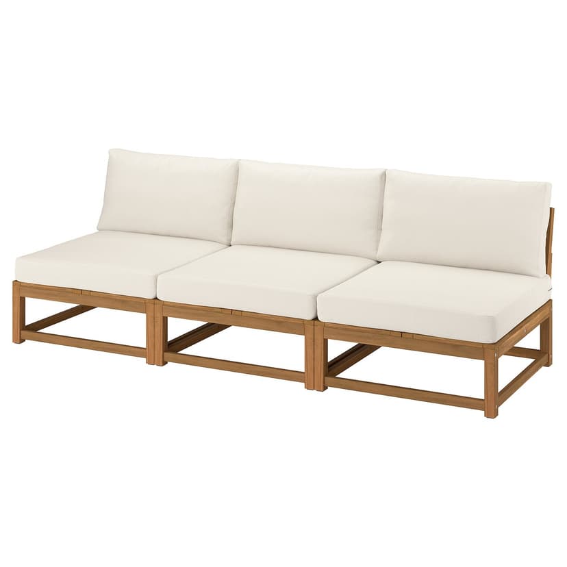 NÄMMARÖ — Sofa modułowa, 3-osobowa, na zewnątrz bejca jasnobrązowa/Frösön/Duvholmen beżowy,