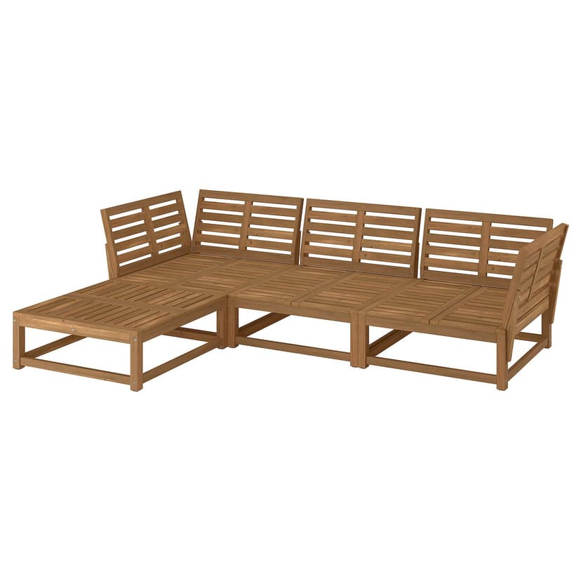 NÄMMARÖ — Sofa 3-osobowa, na zewnątrz z podnóżkiem/bejca jasnobrązowa,