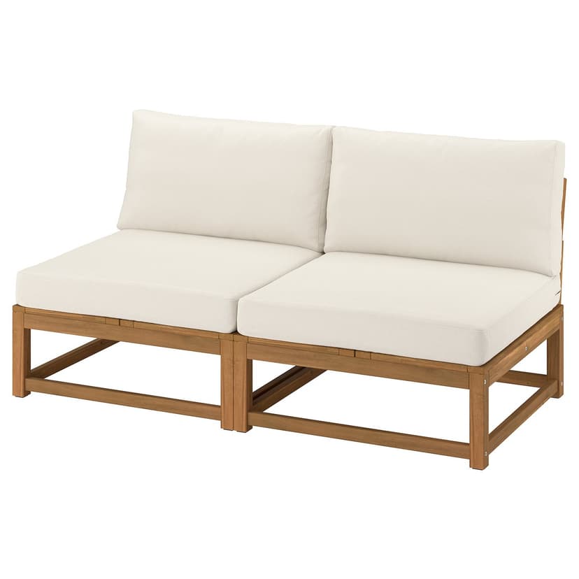 NÄMMARÖ — Sofa modułowa, 2-osobowa, na zewnątrz bejca jasnobrązowa/Frösön/Duvholmen beżowy,