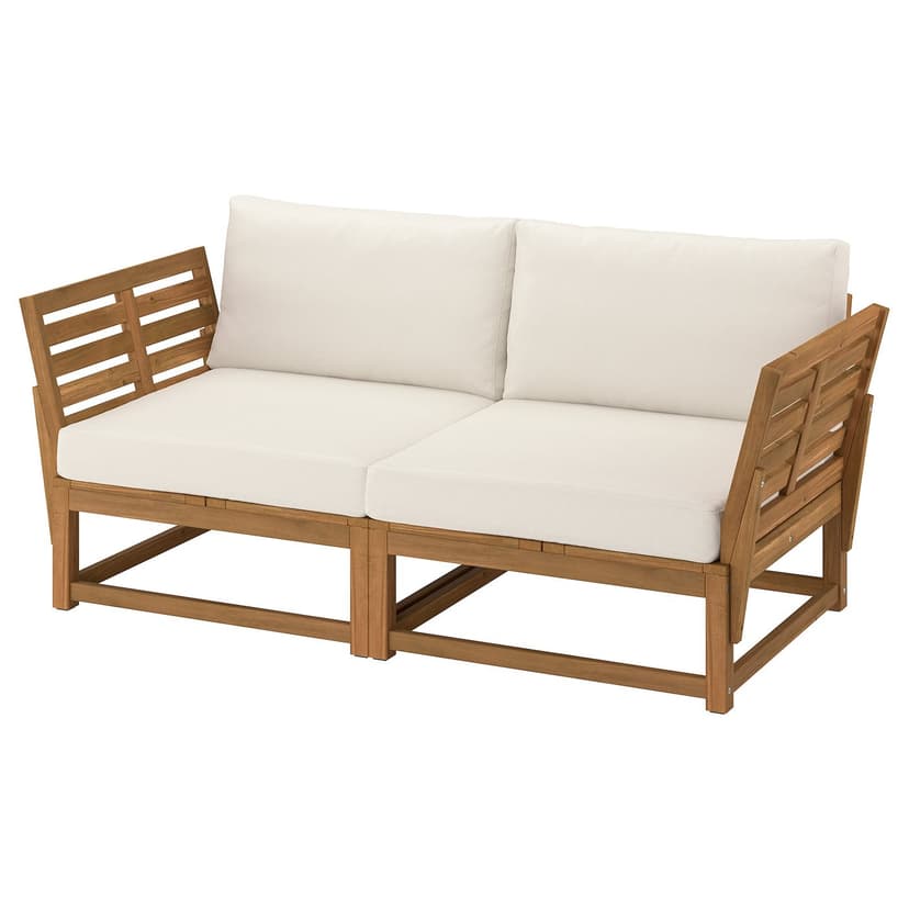 NÄMMARÖ — Sofa modułowa, 2-osobowa, na zewnątrz podłokietnik/bejca jasnobrązowa Frösön/Duvholmen beżowy,