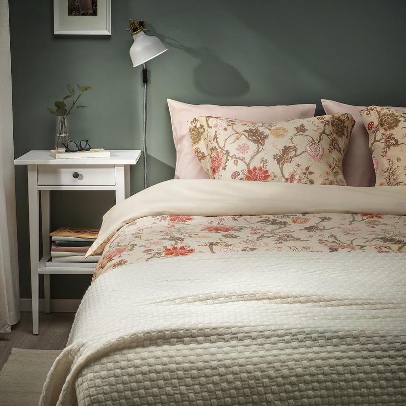 NÄSSELKLOCKA — Пододеяльник и 2 наволочки, светло-серо-бежевый/многоцветный