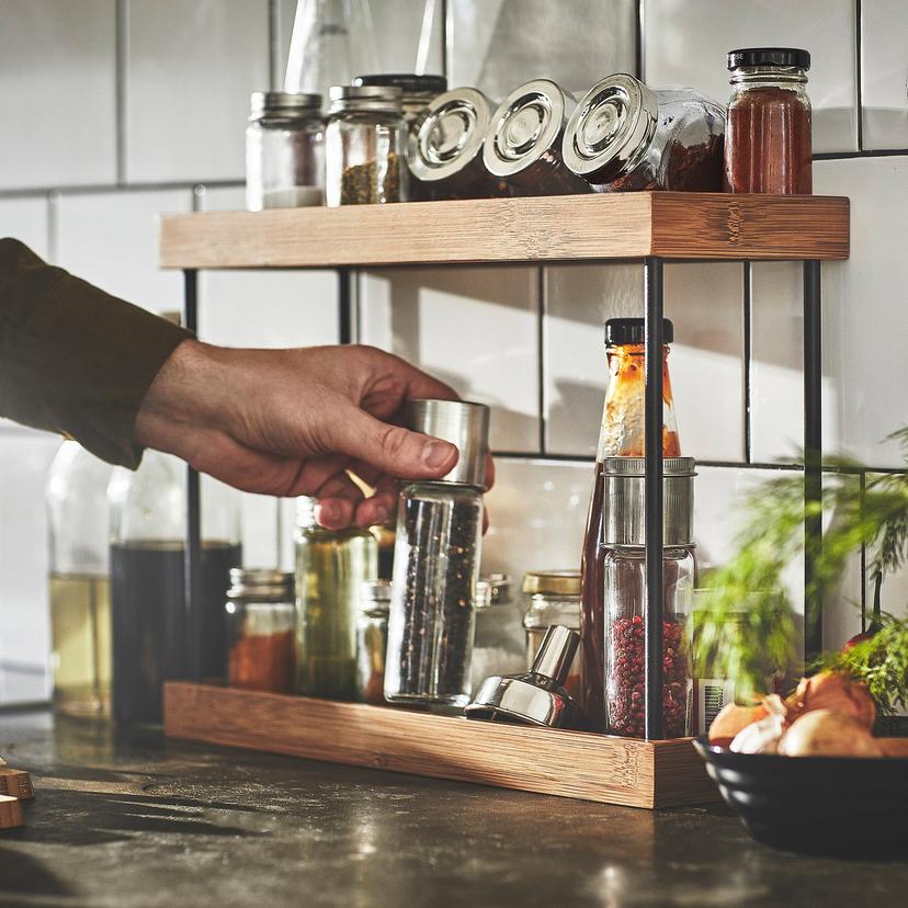 NÅLBLECKA — органайзер для кухонной столешницы, металлический/бамбук, 38x13x28 см