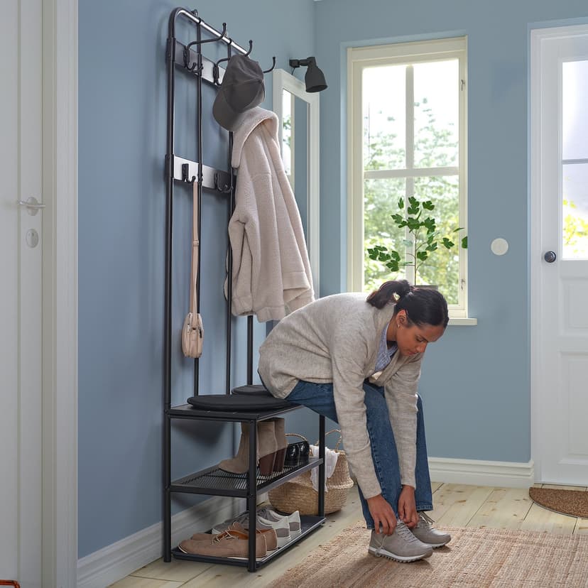 NIPÅSEN / BAGGMUCK — мебель для прихожей, 2 предм., черный/серый