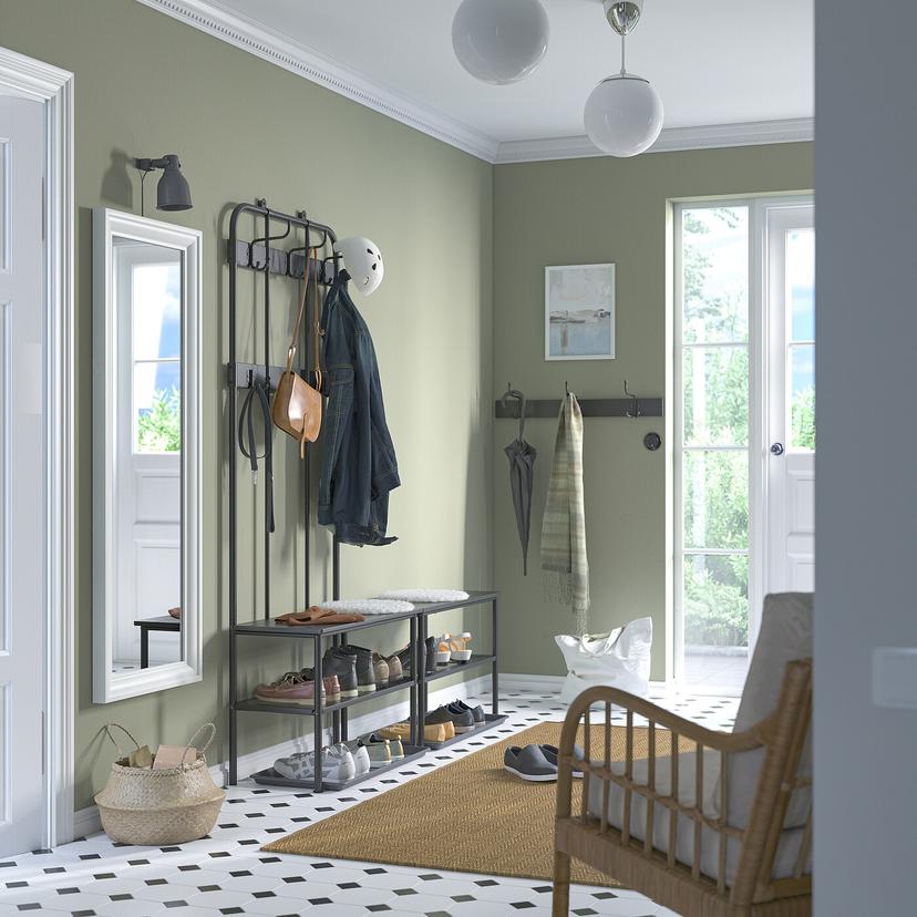 NIPÅSEN / BAGGMUCK — мебель для прихожей, 4 предм., черный/серый