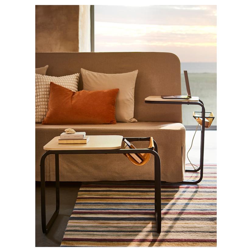 OLSERÖD — придиванный столик, антрацит/под березу темно-желтый, 53x50 см