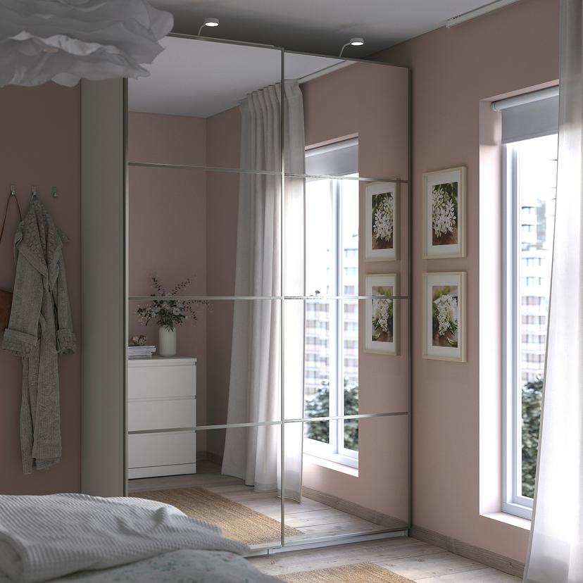 PAX / AULI — Шкаф с раздвижными дверями, белый/зеркальный