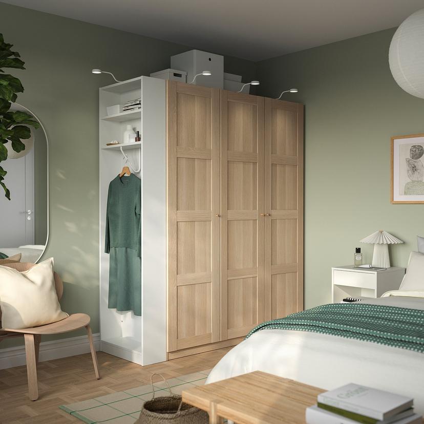 PAX / BERGSBO — Комплект одежды, имитация дуба, тонированная в белый цвет, имитация дуба, тонированная в белый/белый цвет