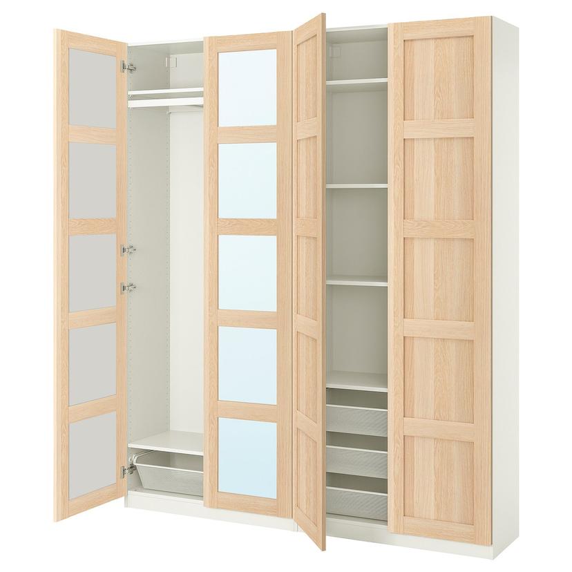 PAX / BERGSBO — Гардеробная, имитация белого тонированного дуба/зеркало