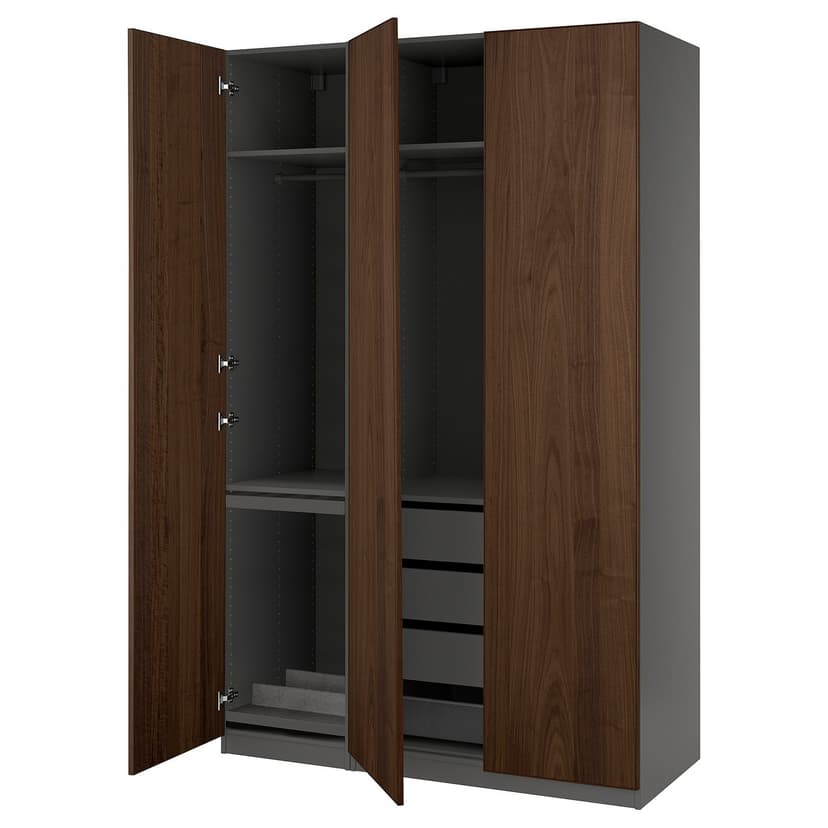 PAX / BJÖRNESKOGEN — Kombinacja szafy, ciemnoszary/okleina orzechowa,