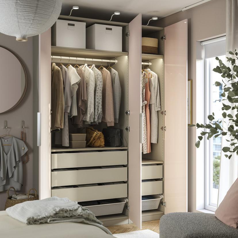 PAX / FARDAL — Kombinacja szafy, szarobeżowy/połysk jasnopomarańczowy,