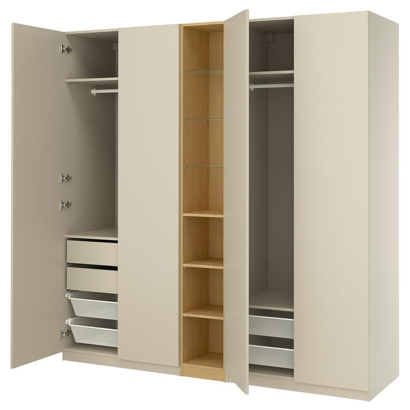 PAX / FORSAND — Сочетание предметов гардероба, бежевый/дубовый эффект