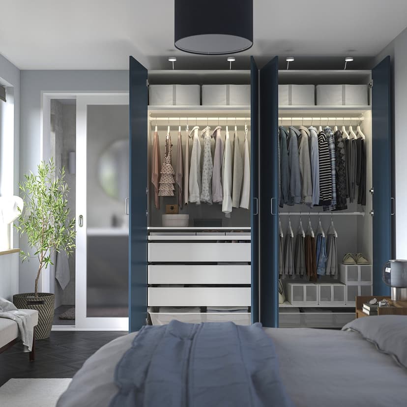 PAX / FYRUDDEN — гардероб, комбинация, белый/белый, 200x60x236 см